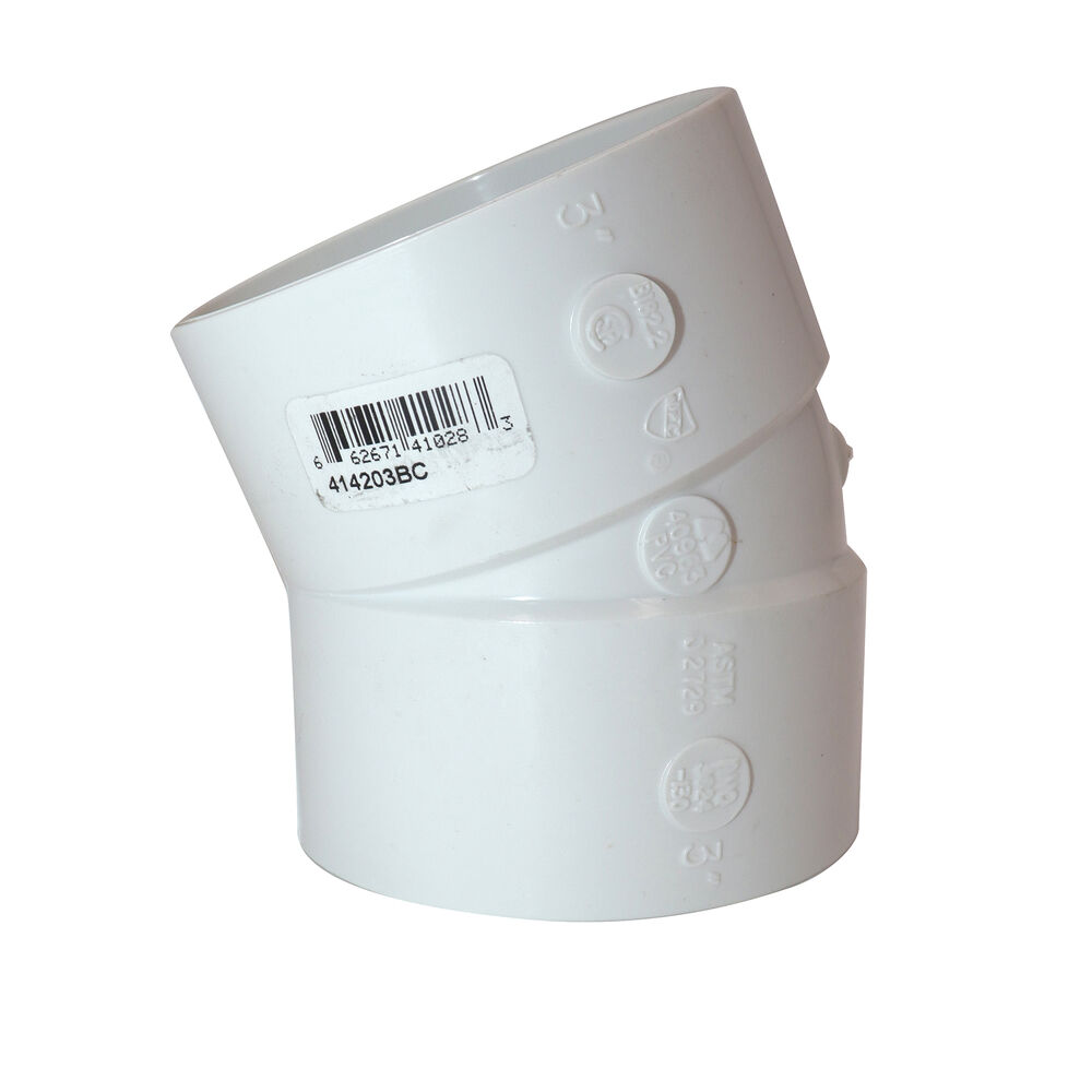 IPEX 414203BC Sewer 22-1/2 deg Elbow, 3 in, Hub, PVC