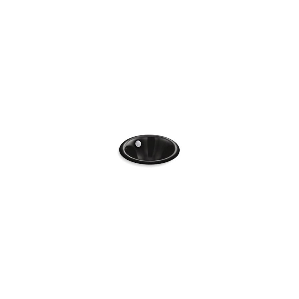 Kohler® 20211-7 Bathroom Sink w/o Faucet Holes, Round, Drop-In/Under Mount, Enameled Cast Iron, Black Black, Domestic
