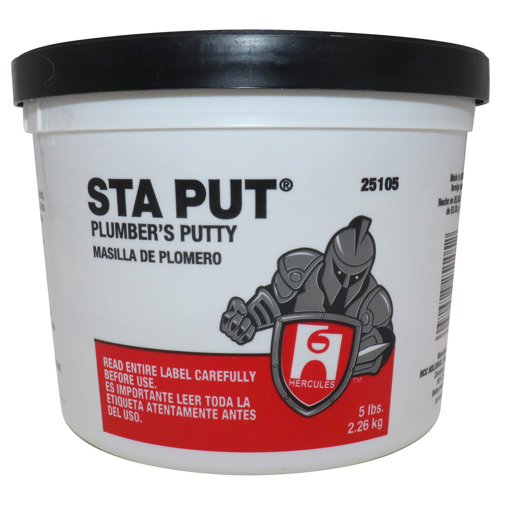 Hercules® Sta Put® 25105 Plumber's Putty, 5 lb Pail, Solid, Off-White, 2.15 to 2.35