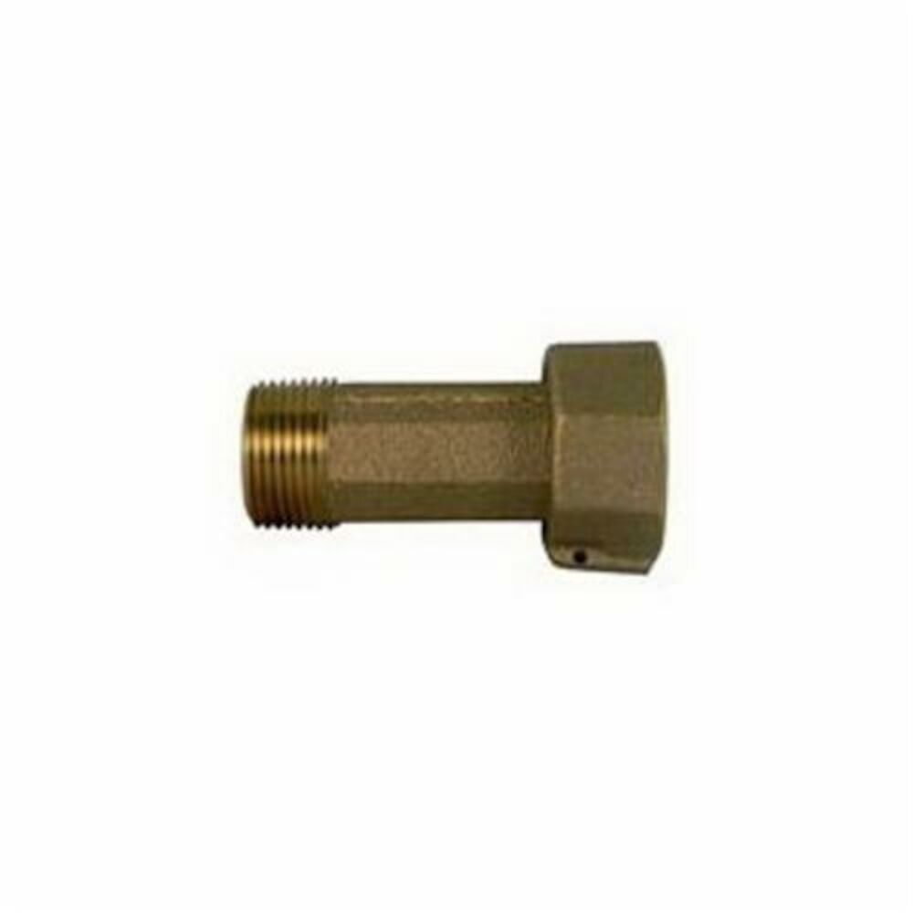 A.Y. McDonald 5124-110, 74620 Straight Meter Coupling, Domestic, 3/4 x 3/4 x 2-1/2" Nominal, Wire Seal Hole x MNPT End Style, Brass