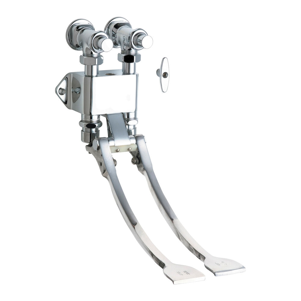 Chicago Faucet® 834-EPSLOABCP Hot and Cold Water Pedal Box With Extended Pedal, 5-11/8" W, Brass, Commercial