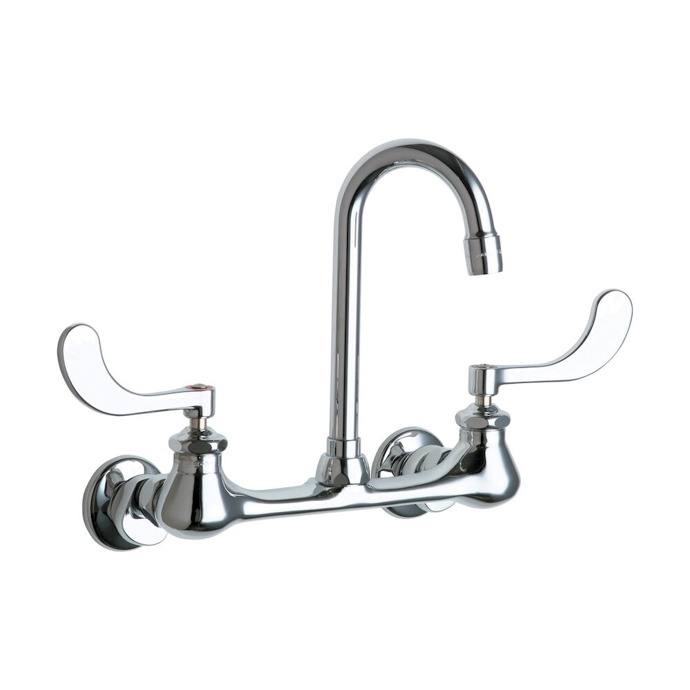 Chicago Faucet® 631-ABCP Hot and Cold Water Sink Faucet, 2.2 gpm, Chrome Plated, 2 Faucet Holes, 2 Handles, Commercial