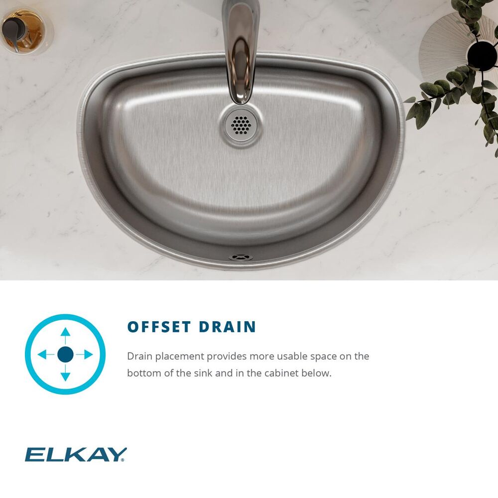 ELUH1811 Elkay 19-1/2"x 13-5/16"x 6-1/4" Asana Undermount Bathroom Sink, Rectangular, 0 Faucet Holes, Single Bowl, Stainless Steel, Lustrous Satin