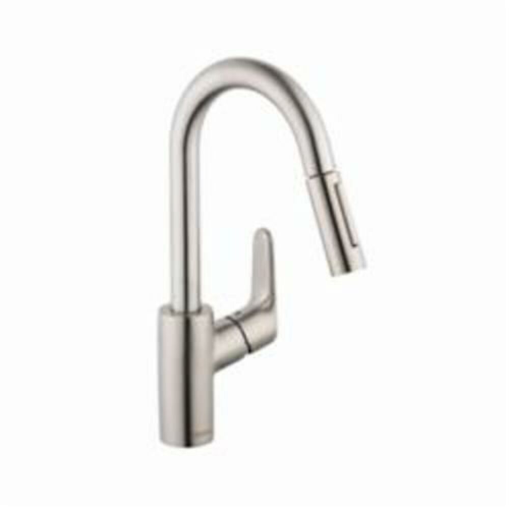 Hansgrohe 04506801 Focus Pull-Down Kitchen Prep Faucet, 2.2 gpm, 1 Faucet Hole, Steel Optic, 1 Handle, Residential