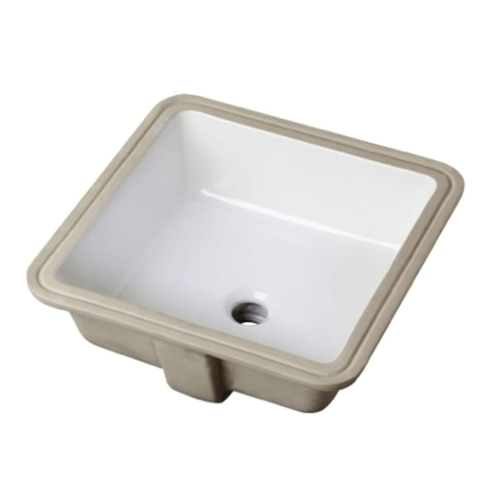 G0013710 Wicker Park™ Undercounter Bathroom Sink, Square Shape, 16-1/8 in W x 16-1/8 in D x 6-15/16 in H, Deck/Wall Mount, White