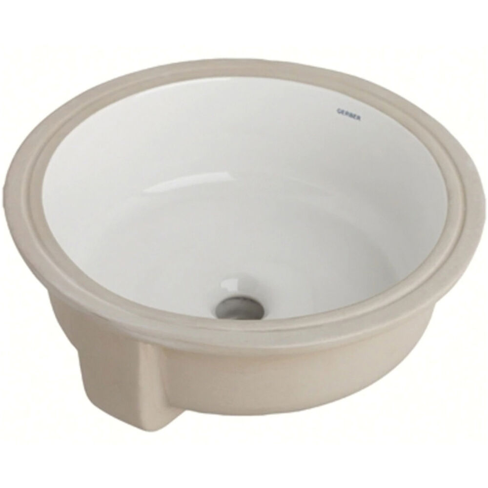 G0013740 Luxoval™ Undercounter Bathroom Sink, Round Shape, 16" Dia x 6-7/8" H, Deck/Wall Mount, Vitreous China, White