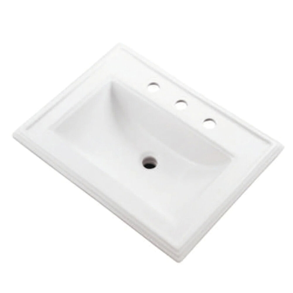 G0012879 Logan Square™ Rectangular Self-Rimming Bathroom Sink, 8" Faucet Hole Spacing, 23-5/8" W x 18-1/8" D x 7-1/4" H, White