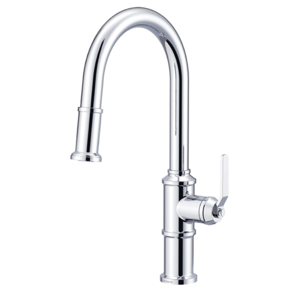 D454437 Kinzie® Pull-Down Kitchen Faucet, 1.75 gpm Flow Rate, 1 Handle, 1 Faucet Hole, Polished Chrome