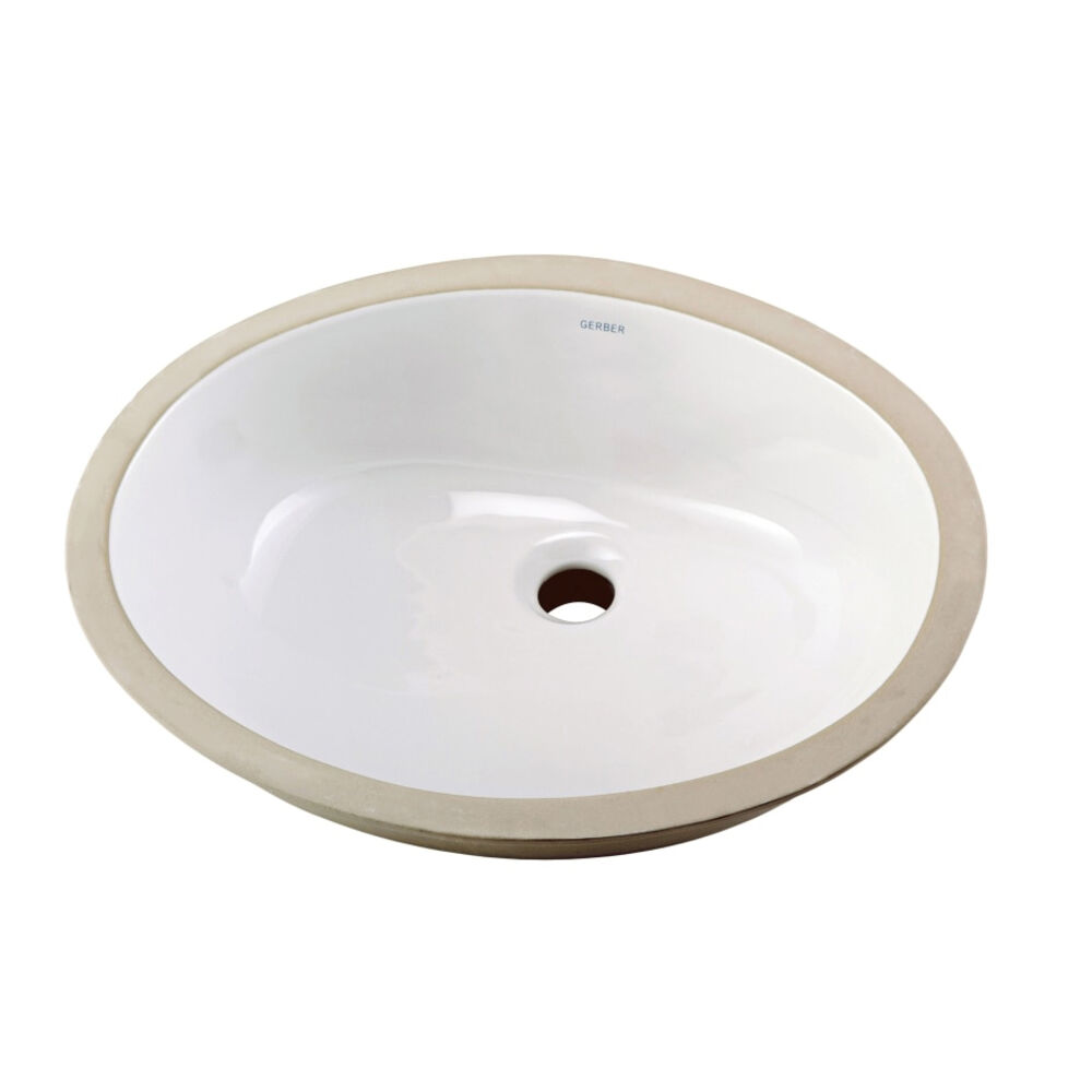 G0012770F Luxoval™ Undercounter Bathroom Sink, Oval Shape, 18-1/2" W x 15-3/8" D x 7-9/16" H, Deck/Wall Mount, White