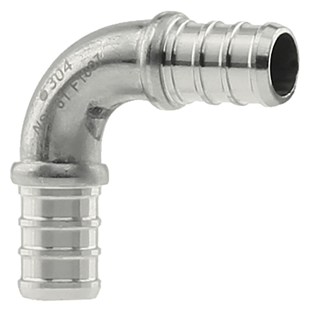 SSPEX-E05 SSPX-E Series Elbow, 1/2" Nominal, F1807 Crimp PEX, 304 Stainless Steel