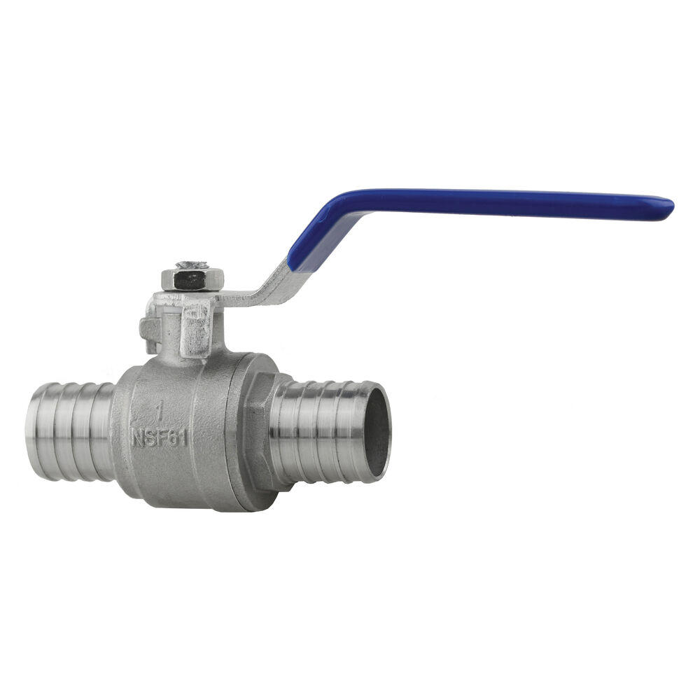 SSPEXBV-10 2-Piece Ball Valve, 1" Nominal, PEX End Style, 304 Stainless Steel Body, NBR Rubber Softgoods