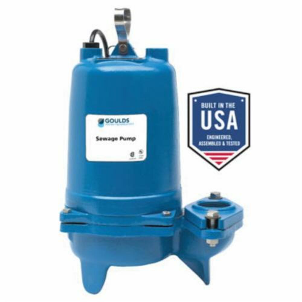 Goulds WS0311BF WS_BF Sewage Pump, 1/3 hp, 115 V, 2" NPT Outlet, Cast Iron, 10.1 A