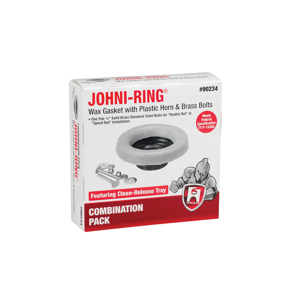 Hercules® 90234 Johni-Ring® Plus Wax Gasket With Plastic Horn and Solid Brass Bolts, 3 or 4 in, Gold
