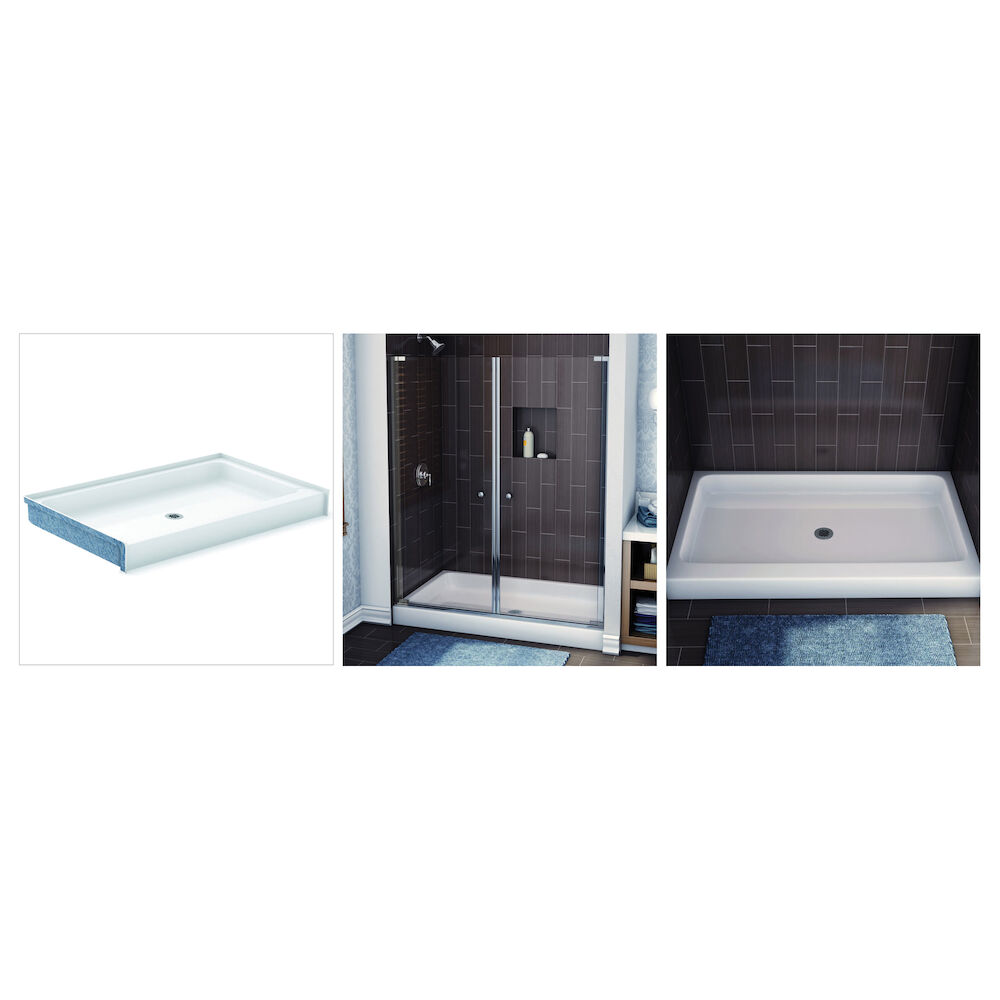 Aker® by MAAX 141071-000-004 Rectangular Shower Base, SP 3448, Bone/Natural, Center Drain, 48 in L x 34 in Wx7-1/2 in D, Domestic