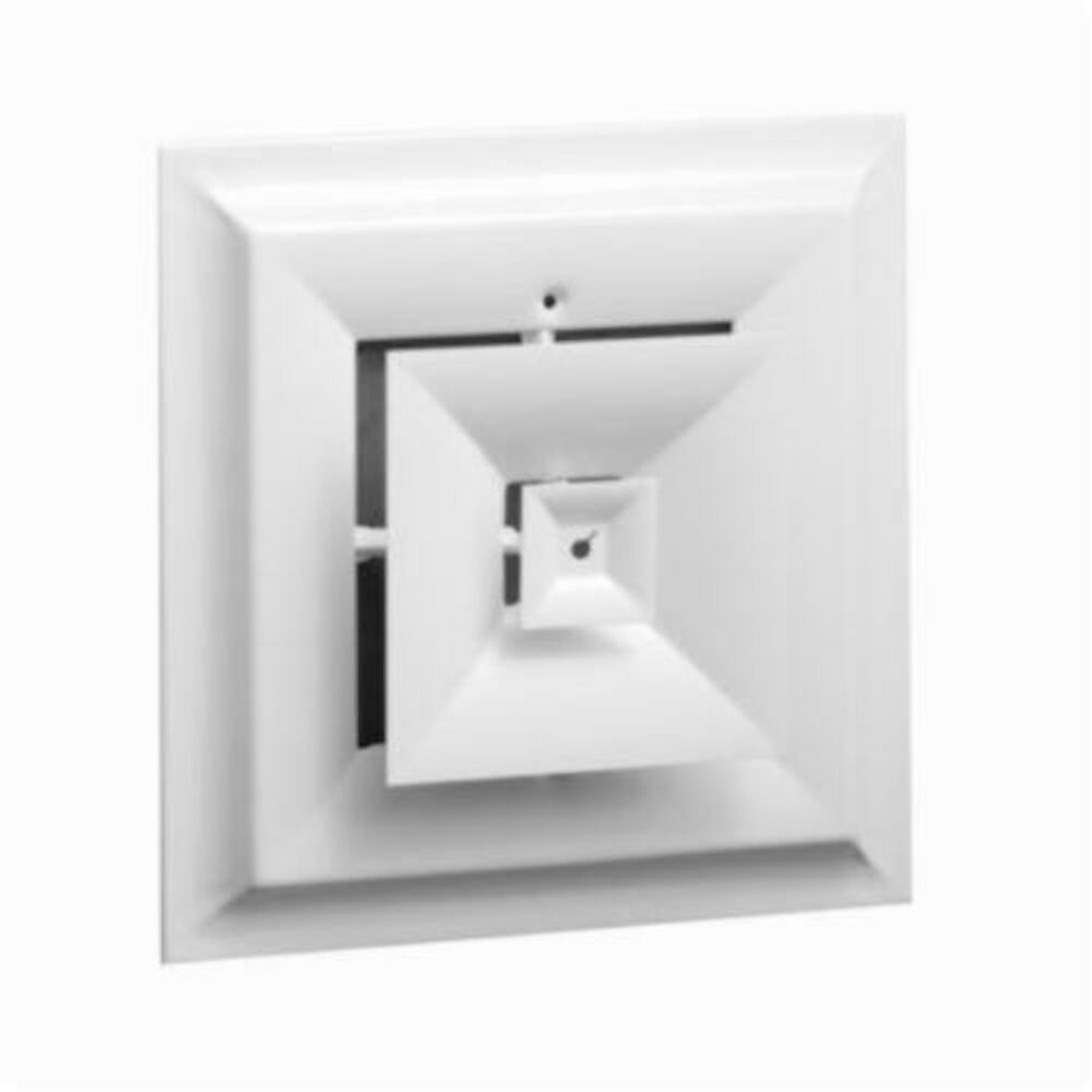 Hart & Cooley® 24 06 W Step-Down Ceiling Diffuser, 6x6 in, Square Diffuser, Steel, Bright White, Domestic