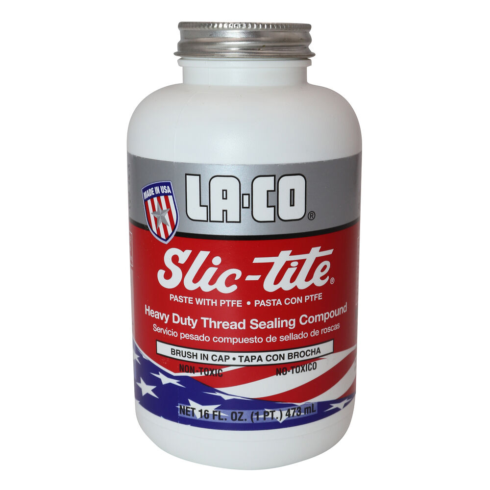 LA-CO® Slic-Tite® Premium Grade Pipe Thread Sealant, 1 pt Brush-In-Cap, Liquid, White, 1.48