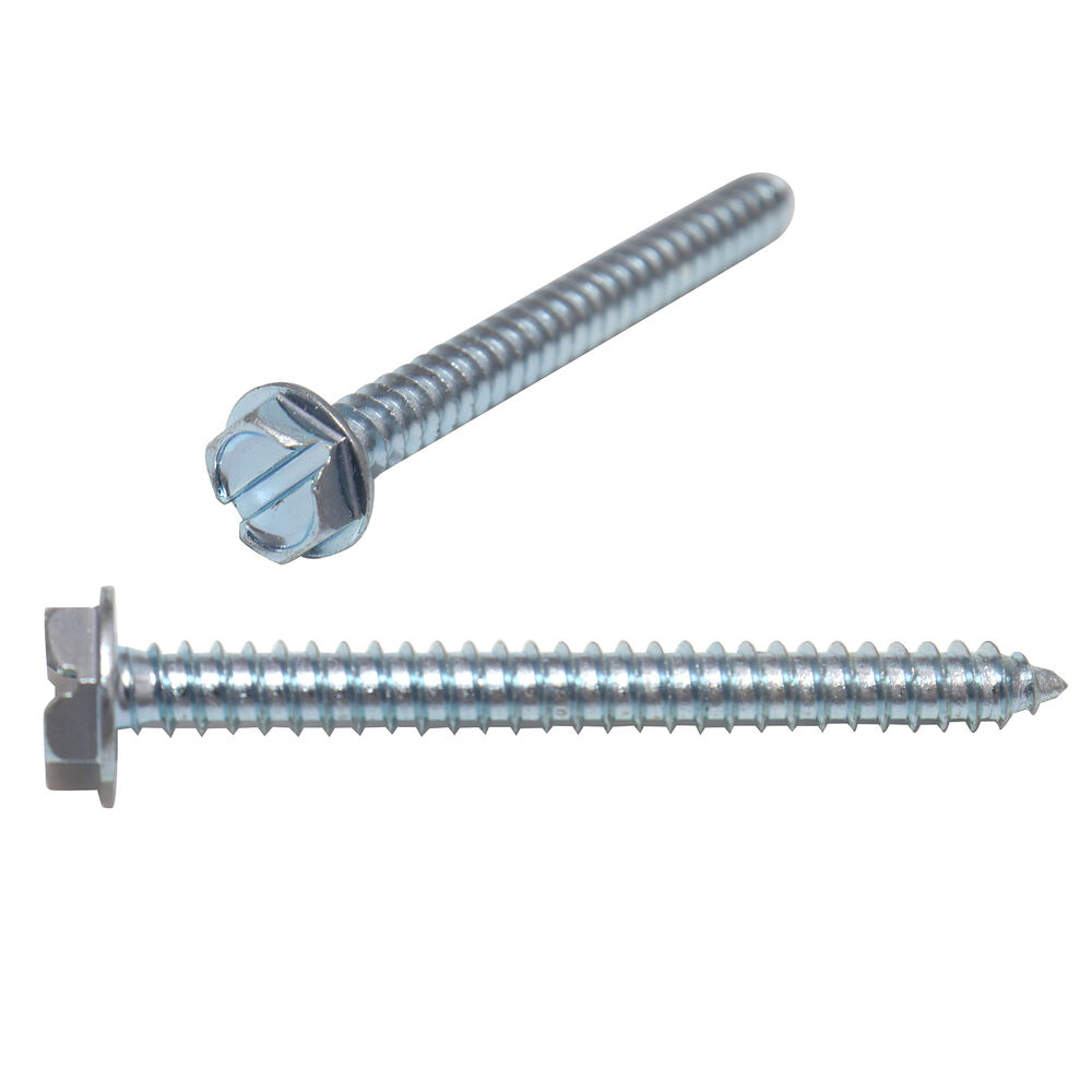 Malco® HW10X2T Type A Self-Piercing Drill-In Screw, Imperial, #10, Hex Washer Head, Slotted Drive, Steel, Zinc Plated