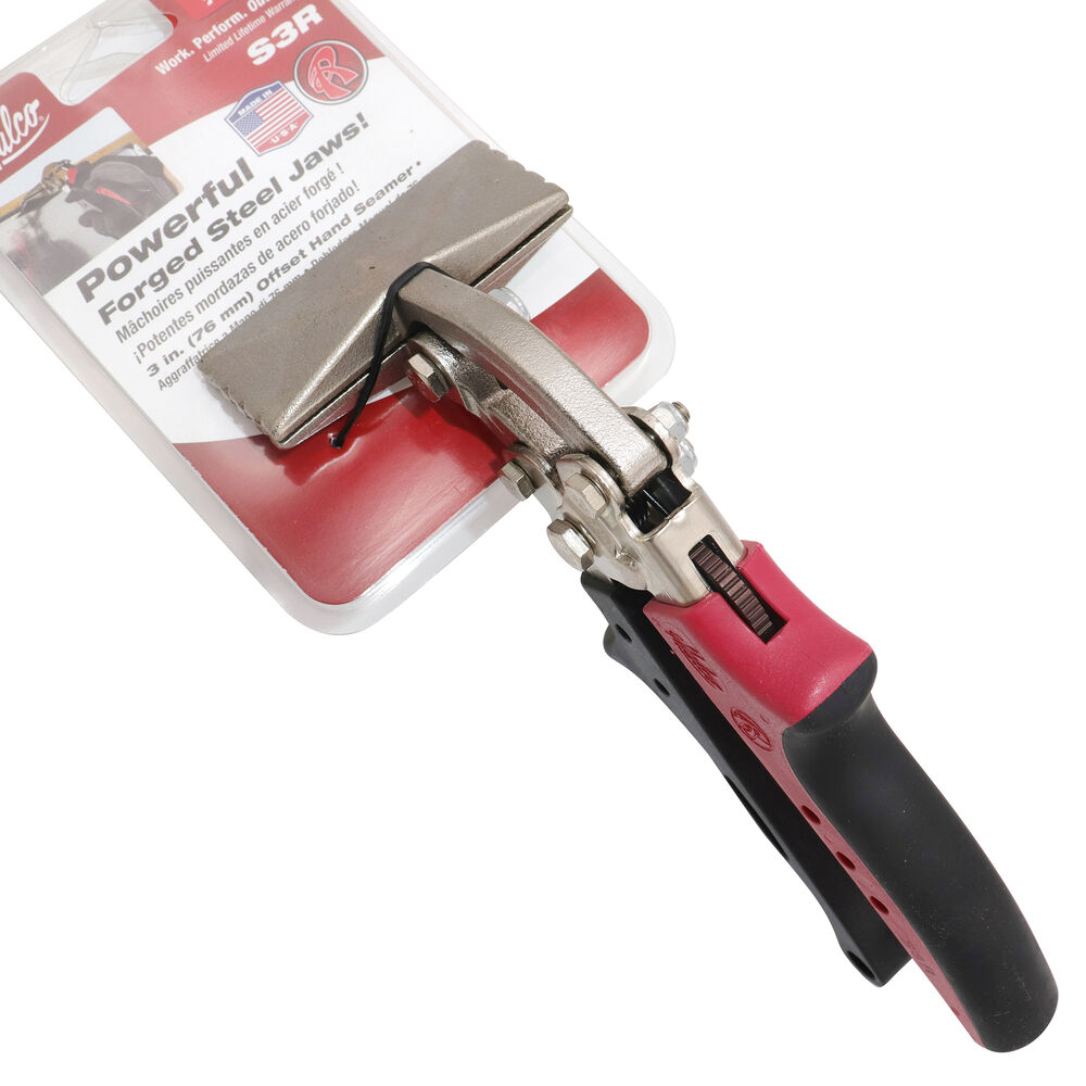 S3R Offset Hand Seamer, 24 ga Metal Gauge, Ergonomic Redline™ Handle