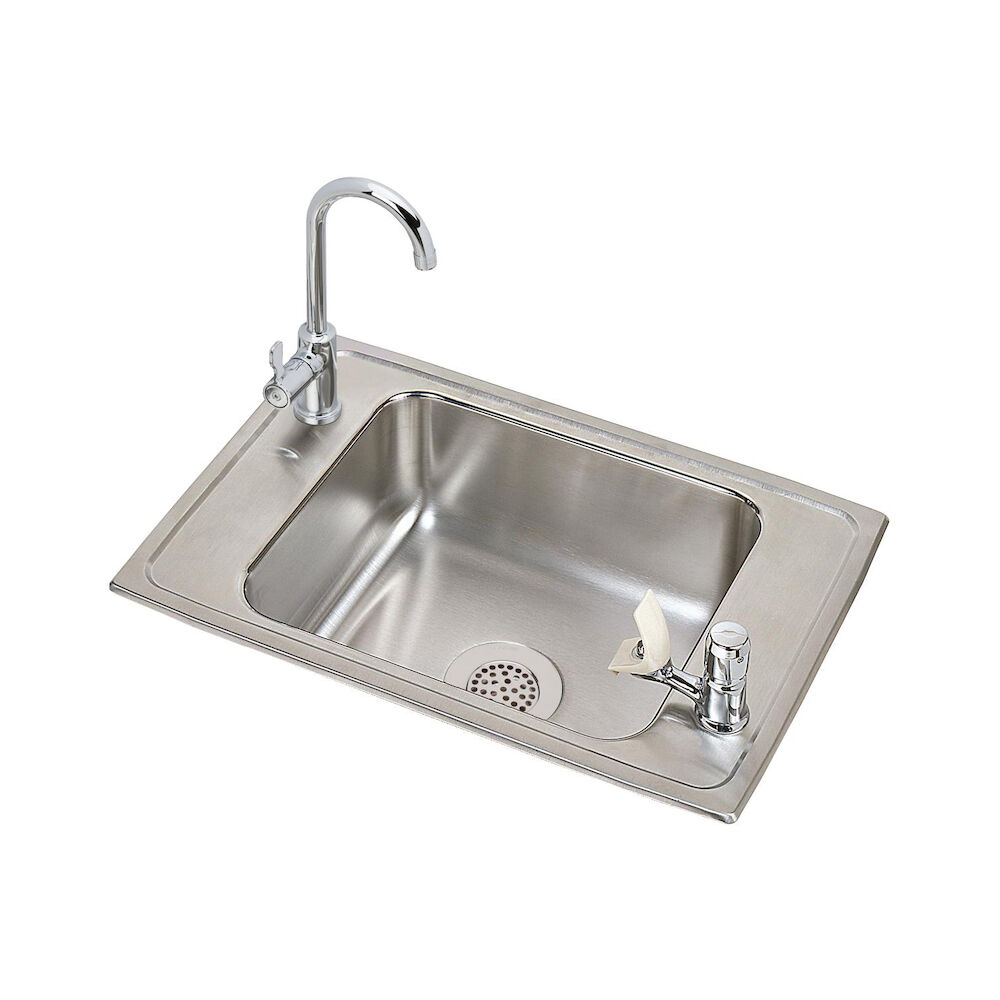 CDKR2517VRC Celebrity Classroom Sink and Faucet Kit, Rectangular, Top Mount, Stainless Steel, Brushed Satin