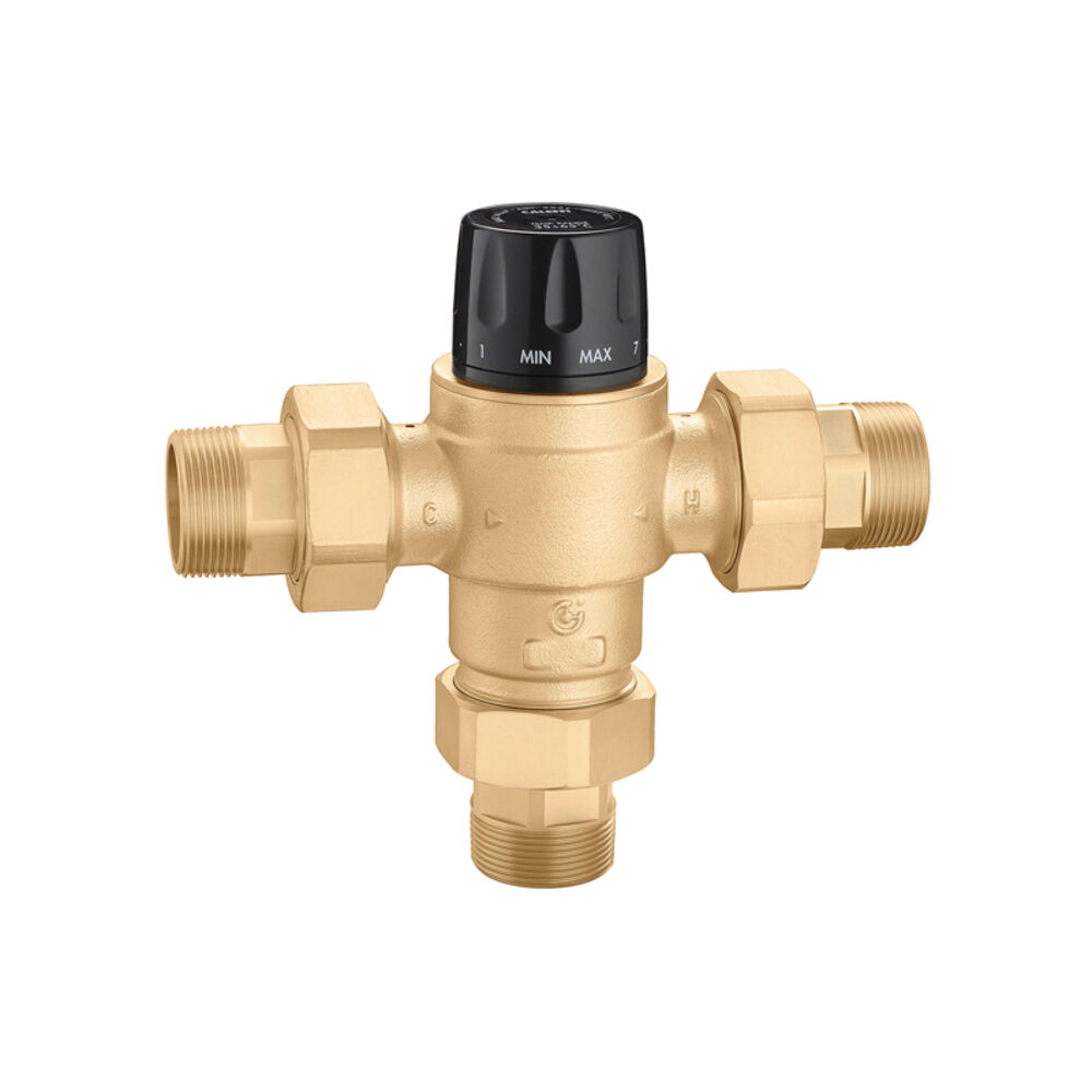 Caleffi 523180A 1-1/2" High-Flow Thermostatic Mixing Valve, MNPT, 5321 Series, 200 psi, 8.8 gpm, Brass Body