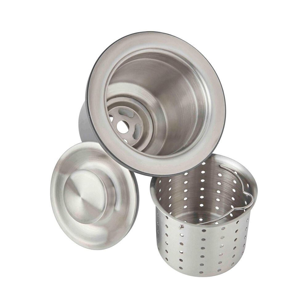LKDD Deep Strainer Basket and Brass Tailpiece, Brushed Stainless Steel