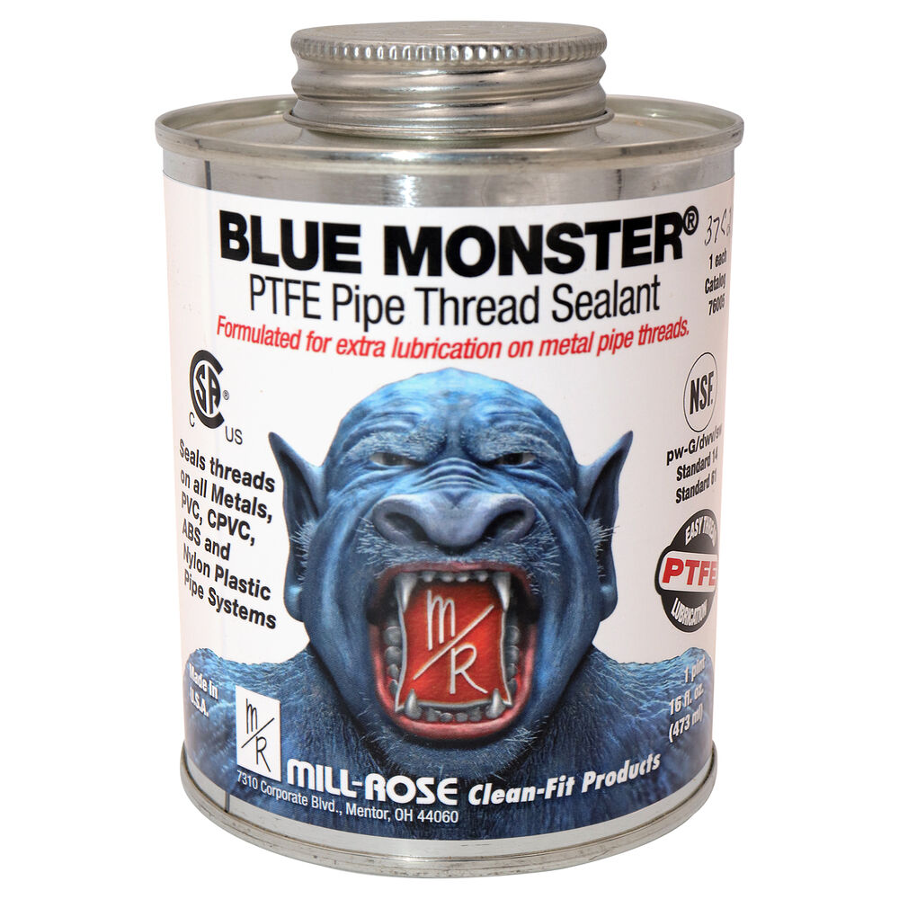 Blue Monster® 76003 Industrial Grade PTFE Pipe Thread Sealant , 1/2 pt Can, Paste, White