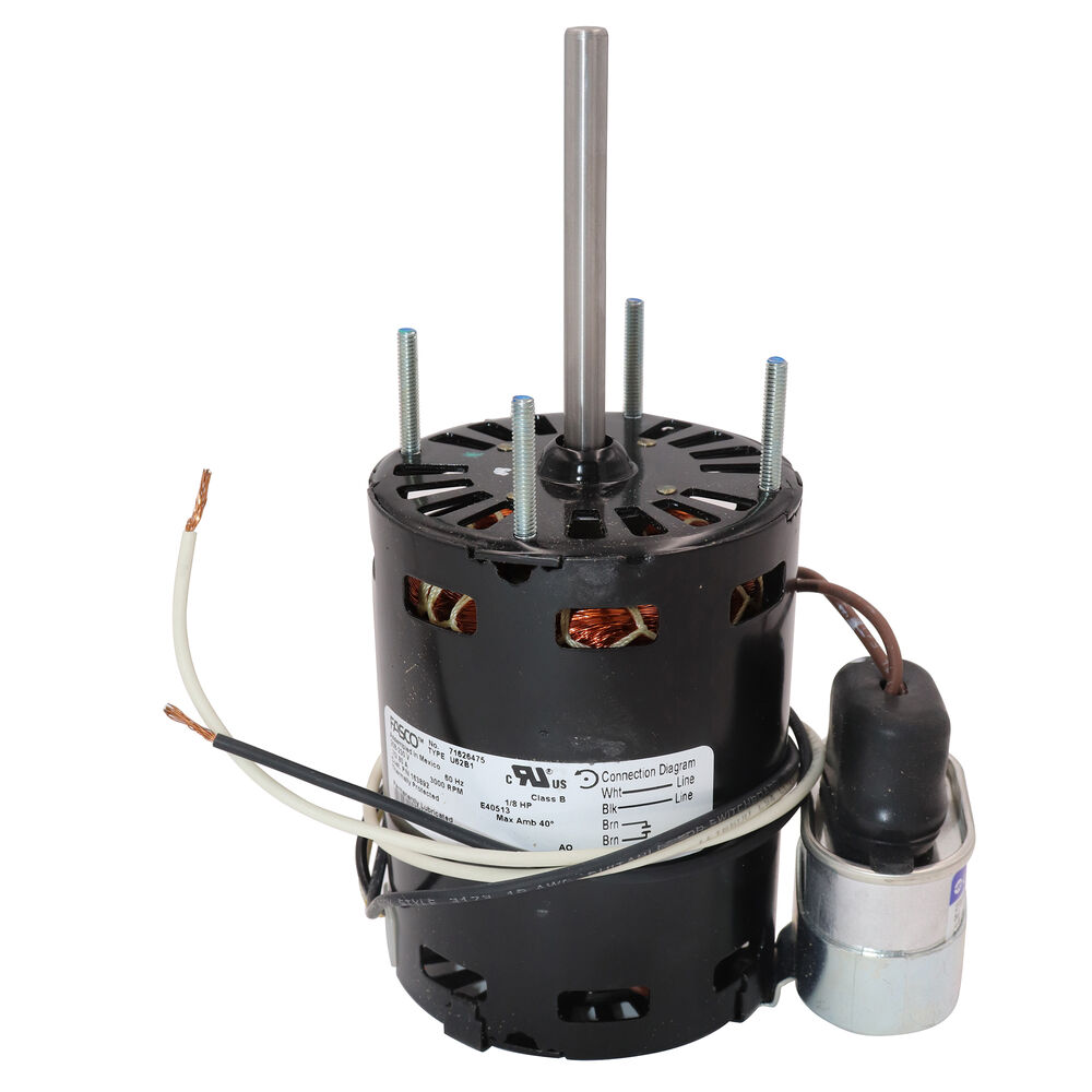 REZNOR 163892 Venter Motor and Capacitor, Open Air Over Enclosure, 208/230 V, 60 Hz, 1 Phase, 3.3 Frame, 3000 rpm Speed