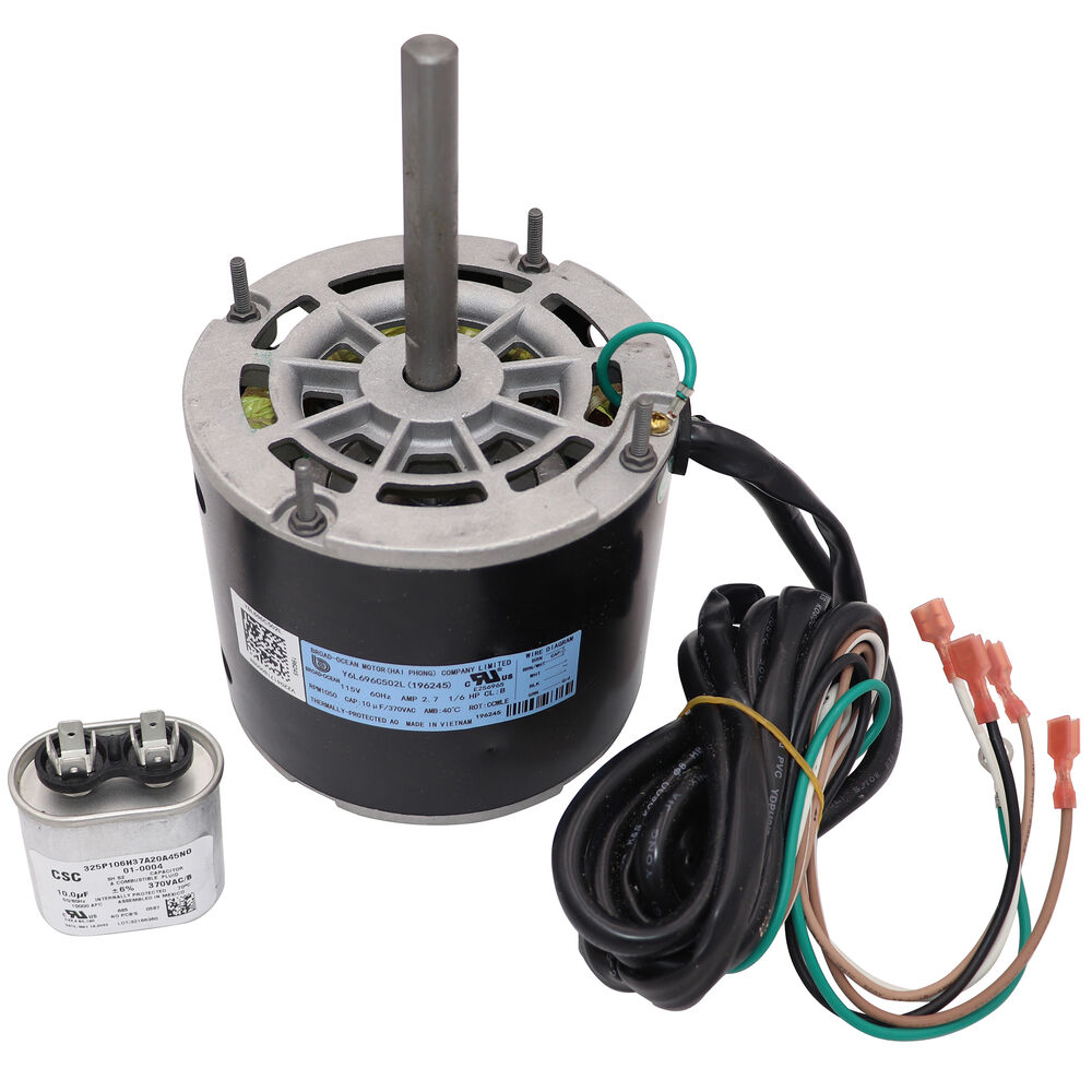 REZNOR 196245 Fan Motor, Open Enclosure, 1/6 HP, 115 V, 60 Hz, 1050 rpm Speed
