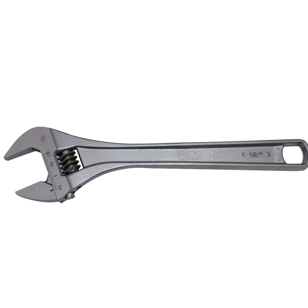 RIDGID® 86917 Adjustable Wrench, 1-5/16 in, 12" OAL, Chrome Vanadium Alloy Steel Body, Chrome Vanadium Alloy Steel, Cobalt Plated