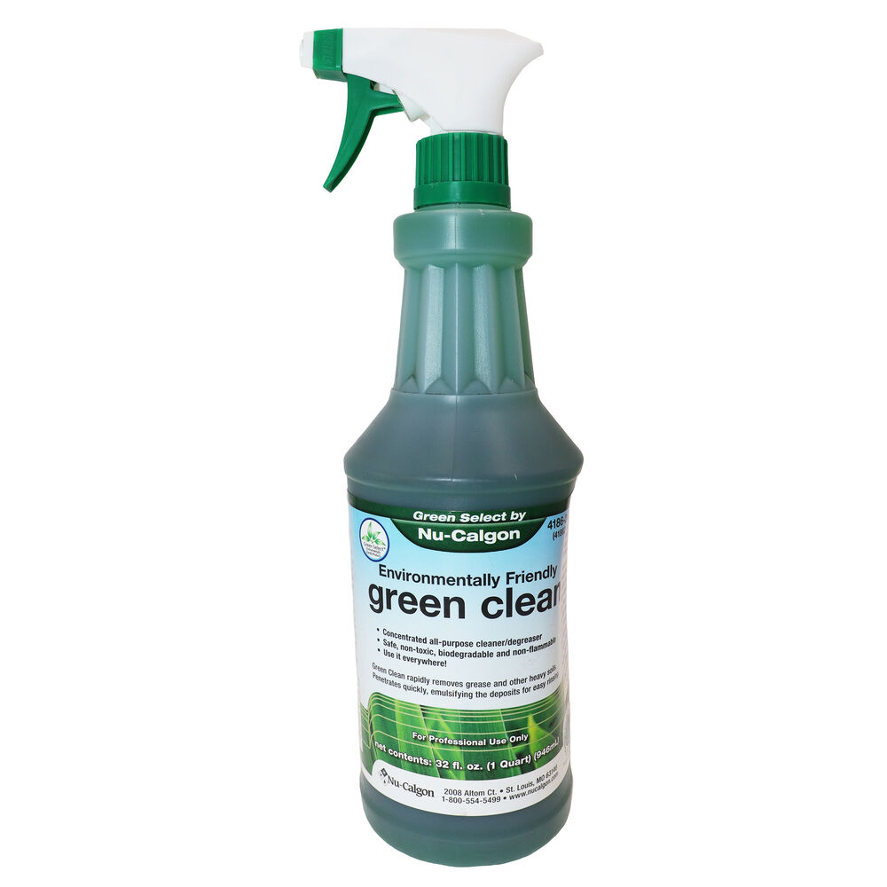Nu-Calgon Green Clean® 4186-24 Multi-Purpose Coil Cleaner and Degreaser, 1 qt Spray Bottle, Liquid, Green, Lime