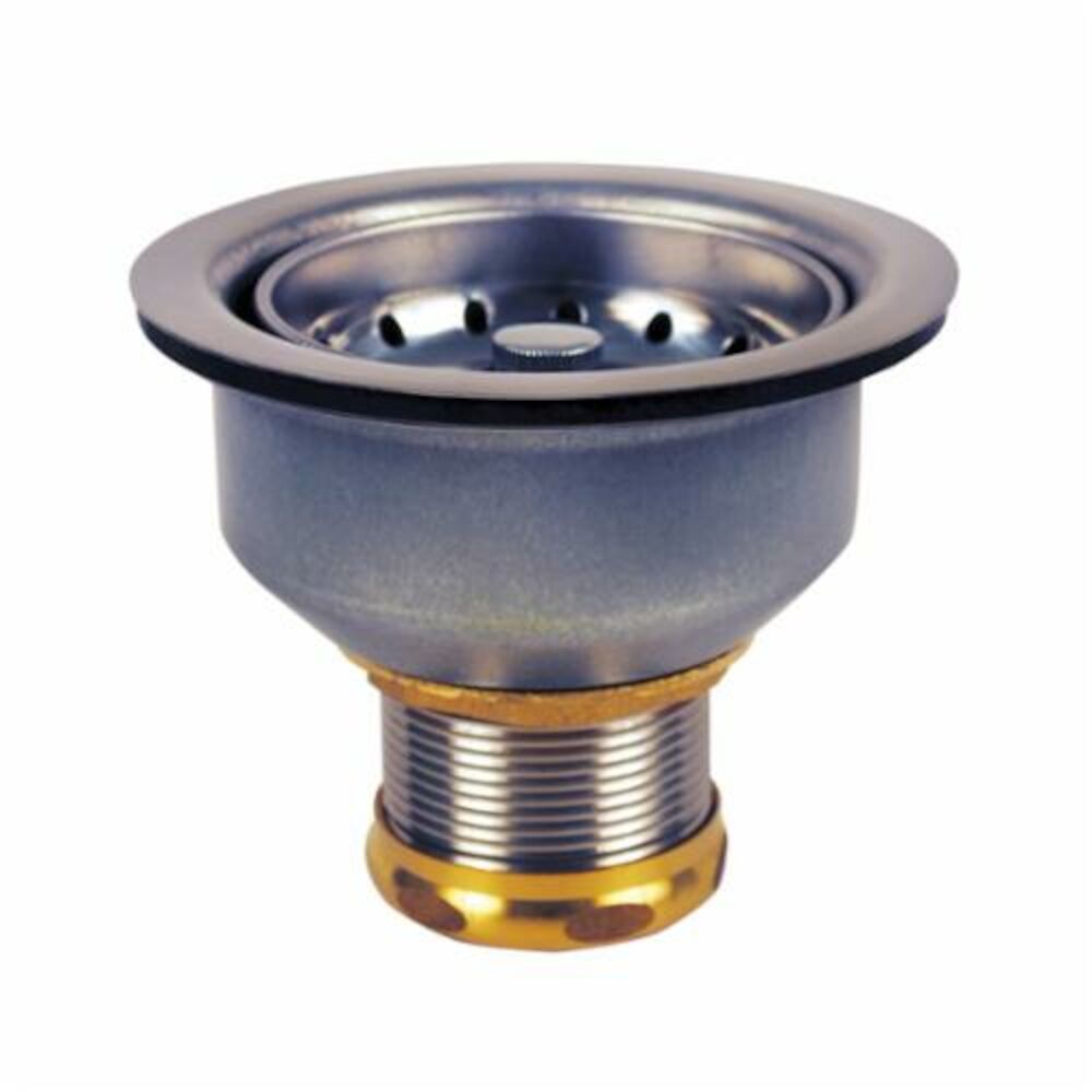 Dearborn® 15BN Snap-N-Tite Sink Basket Strainer, 3-3/4" OAL, Stainless Steel, Chrome Plated