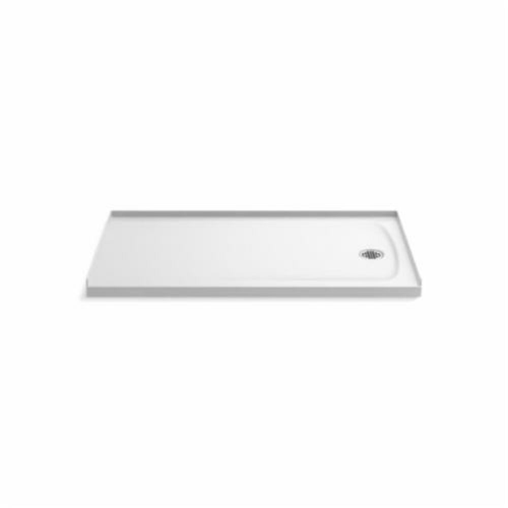 Kohler® 1936-0 Single Threshold Shower Base, Ballast™, White, Right Hand Drain, 60" L x 32" W x 3-3/16" D