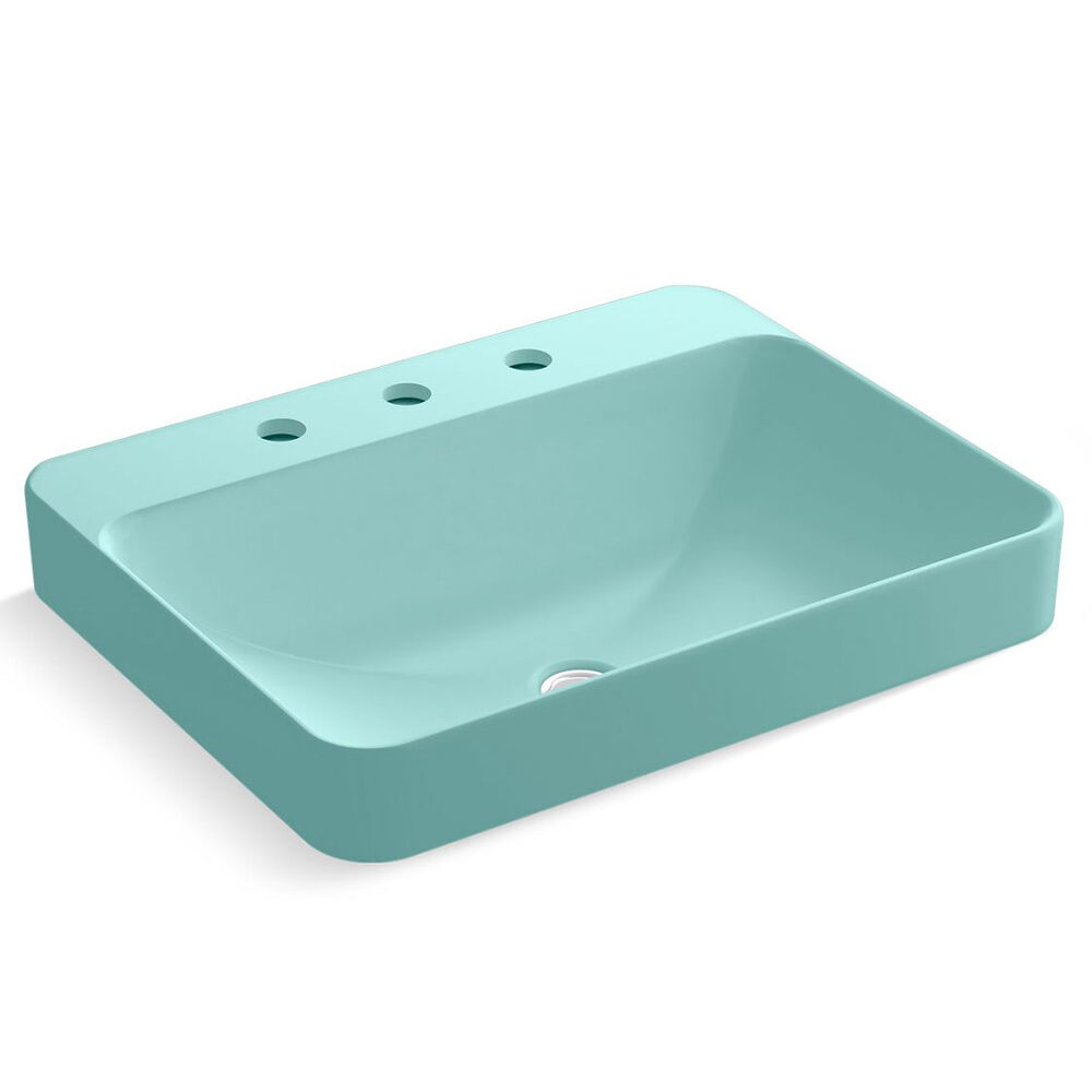 K2660-8-H15 Vox® Vessel Bathroom Sink, Rectangular, 8" Faucet Hole Spacing, 23" W x 18-1/8" Dx6-7/8" H, Drop-In Mount, Vitreous China, 150th Spring Green