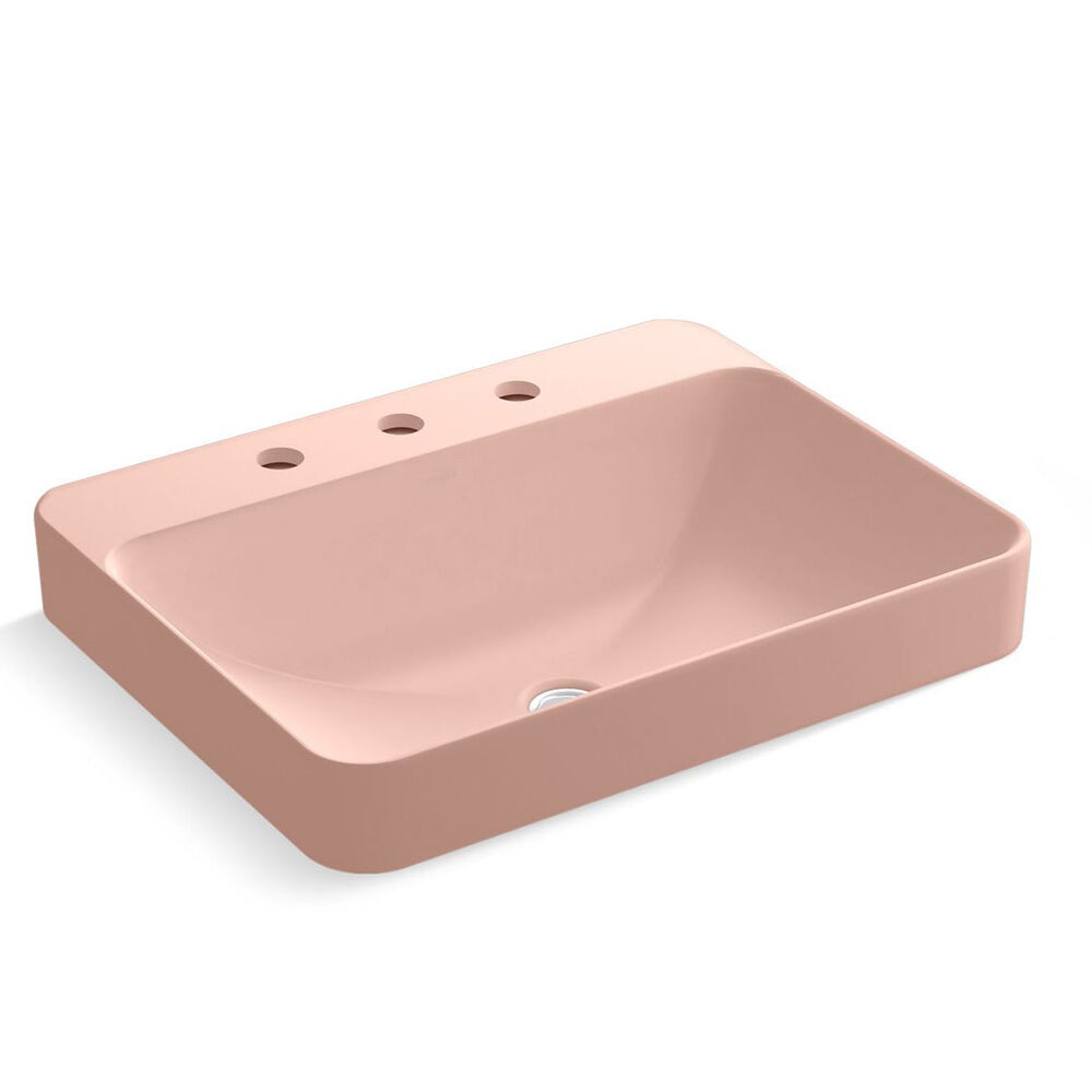 K2660-8-V10 Vox® Vessel Bathroom Sink, Rectangular, 8" Faucet Hole Spacing, 23" W x 18-1/8" Dx6-7/8" H, Drop-In Mount, Vitreous China, 150th Peachblow