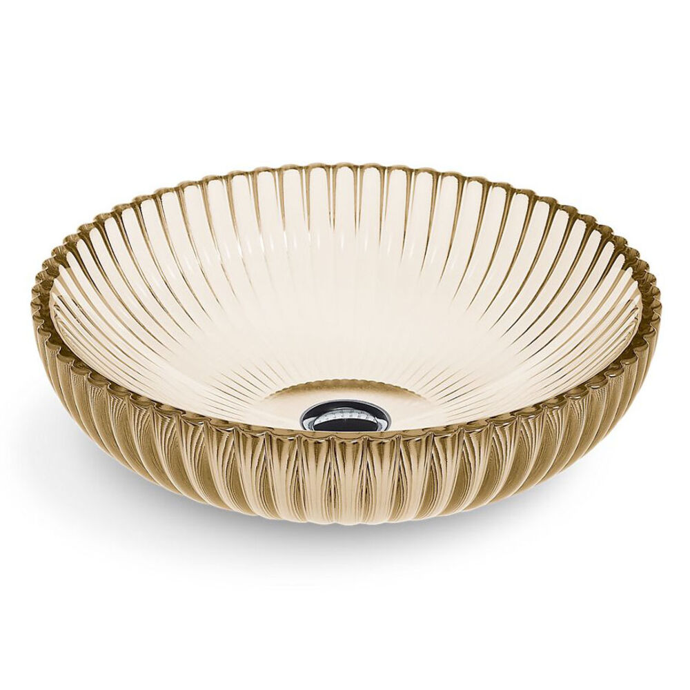 Kohler K28824-TG7 Salute® 15" Round Vessel Bathroom Sink w/o Overflow, Glass, Translucent Sandalwood