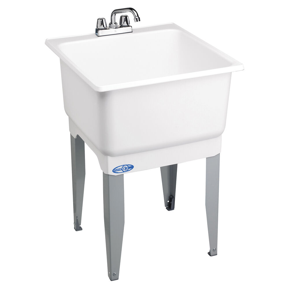 ELM® 14CP UTILATUB® Combo Laundry/Utility Tub, 23" W x 25" D x 33" H, Floor Mount, Co-Polypure™ Resin, White