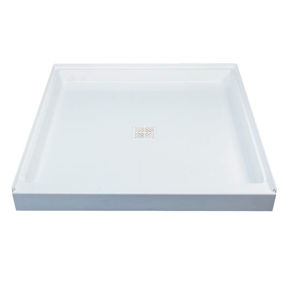 ELM® 4848M Square Single Threshold Shower Floor, DuraBase®, 48" L x 48" W x 4-1/2" D, White