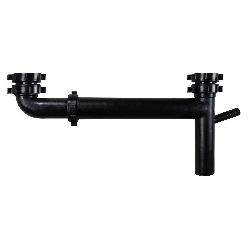 230-181616101 Telescoping End Outlet With 1/2" Dishwasher Branch, 1-1/2 x 16" Nominal, Polypropylene, Poly Washers, Black