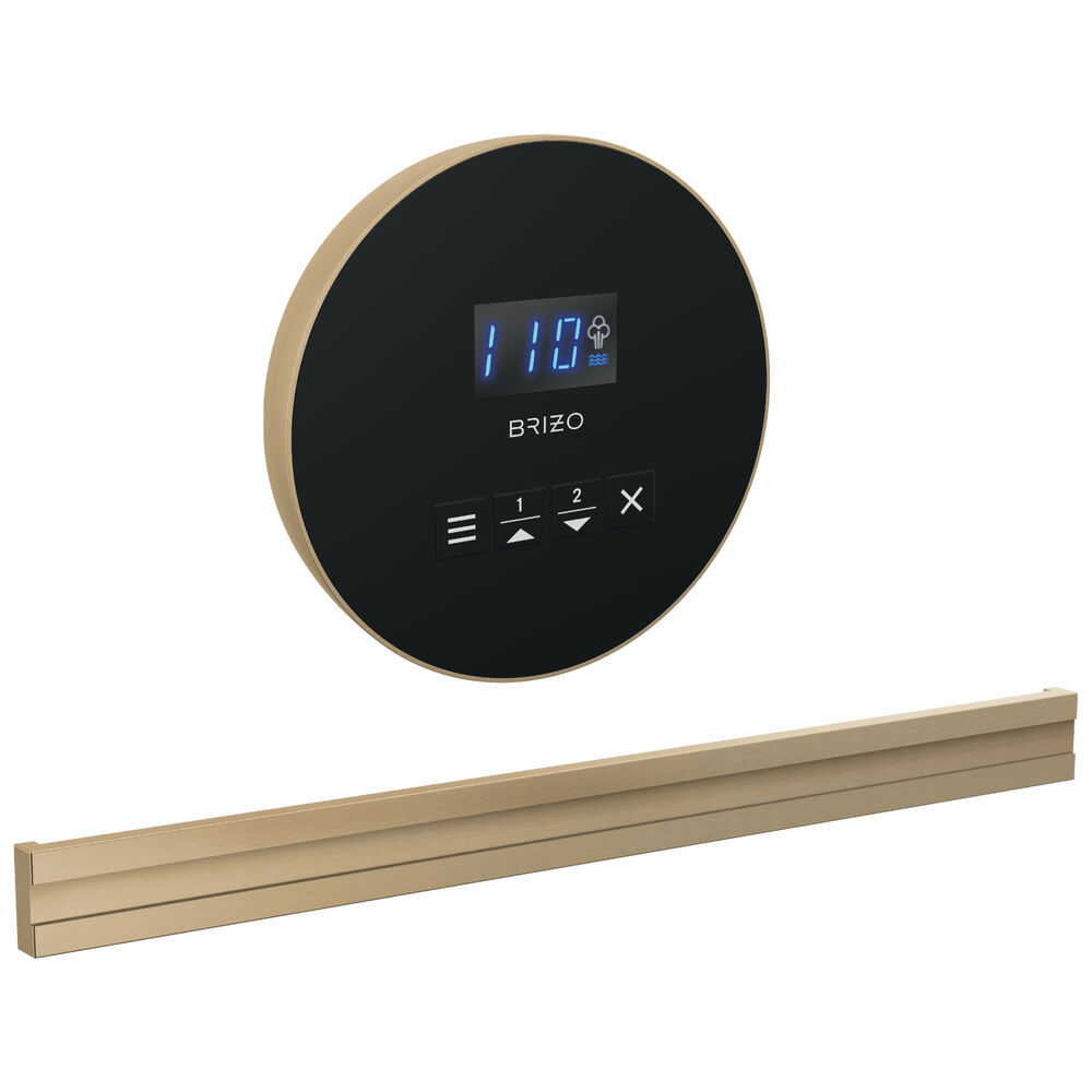 Brizo® 8CB-250R-GL-L Bilateral Steam Shower Control, Digital Display, Lumicoat Luxe Gold