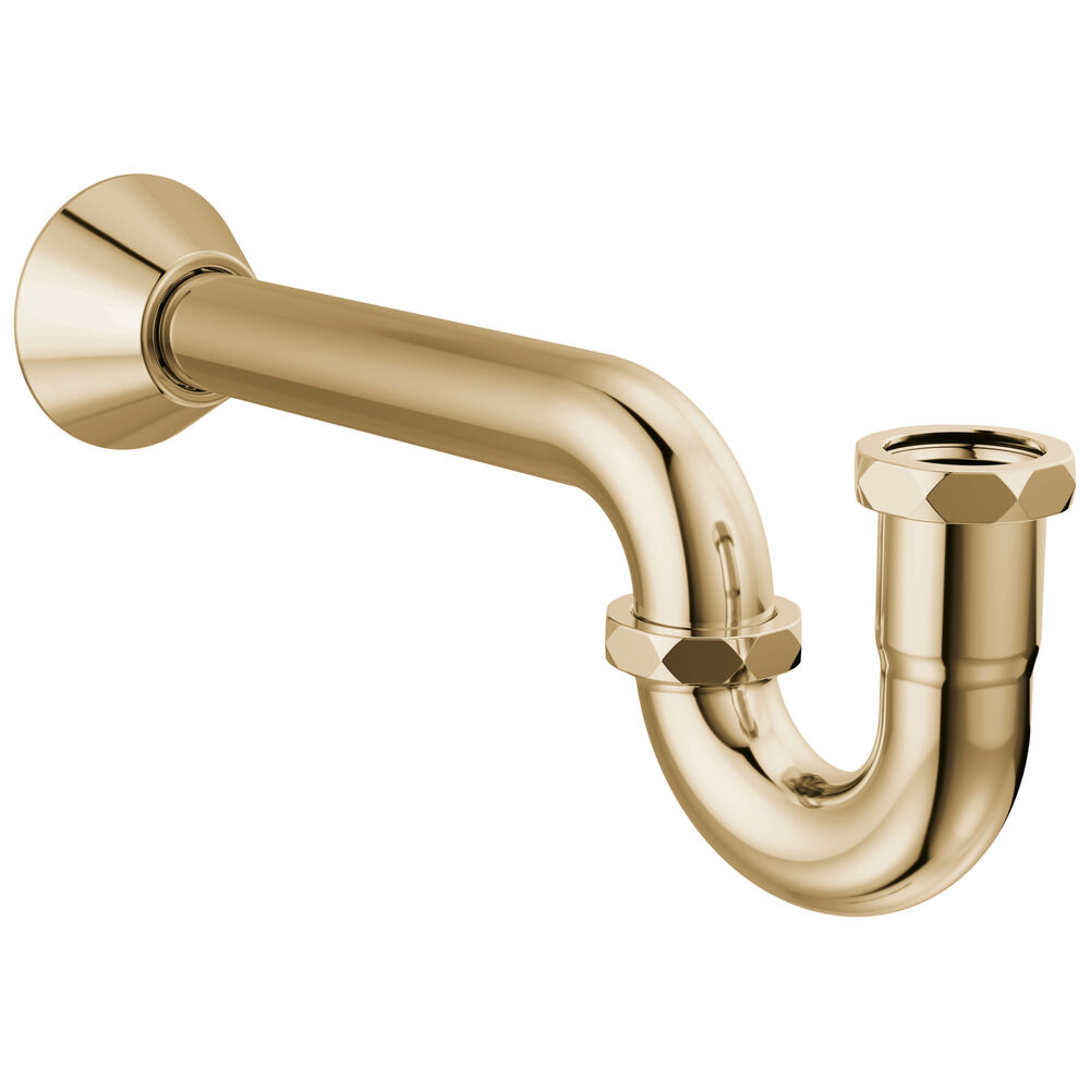 Brizo® BT031141-PG P-Trap With Flange, 1-5/16" Inlet x 1-1/4" Outlet, Brass, Polished Gold