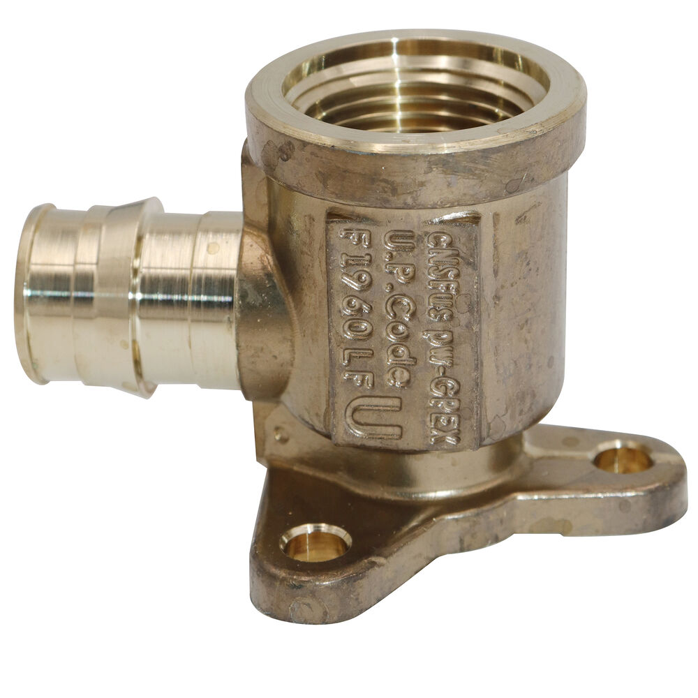 Uponor LF4237575 90 deg Drop-Ear Elbow, 3/4 in, F1960 Cold Expansion PEX x FNPT, Brass