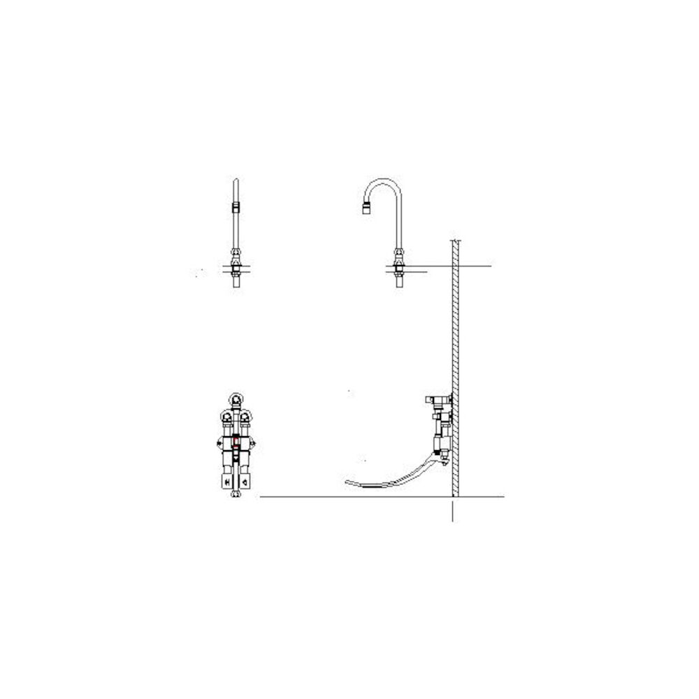 Commercial 54T5 Wall Mount Double-Pedal Surgeon's Scrub-up, Chrome