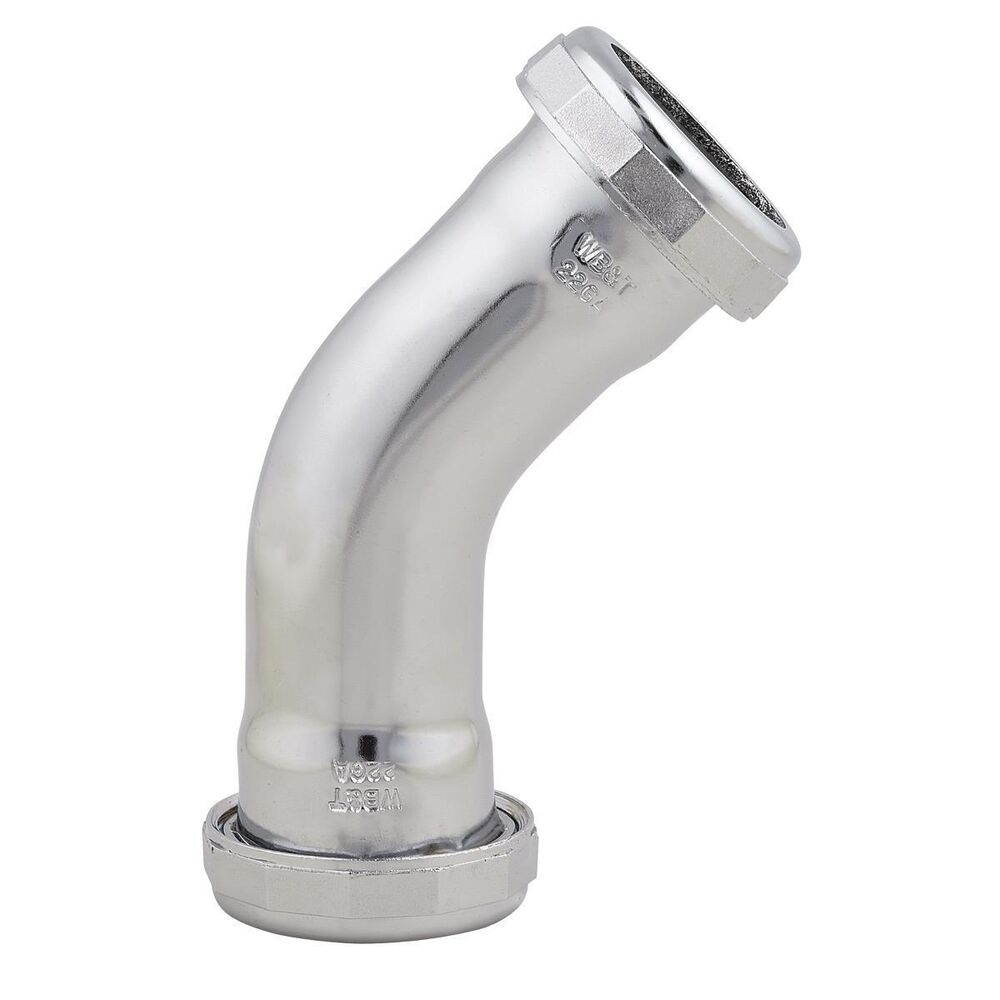 240-8451C25 Elbow, 1-1/4" Slip Joint Nominal, 45 deg, Chrome Plated, Domestic