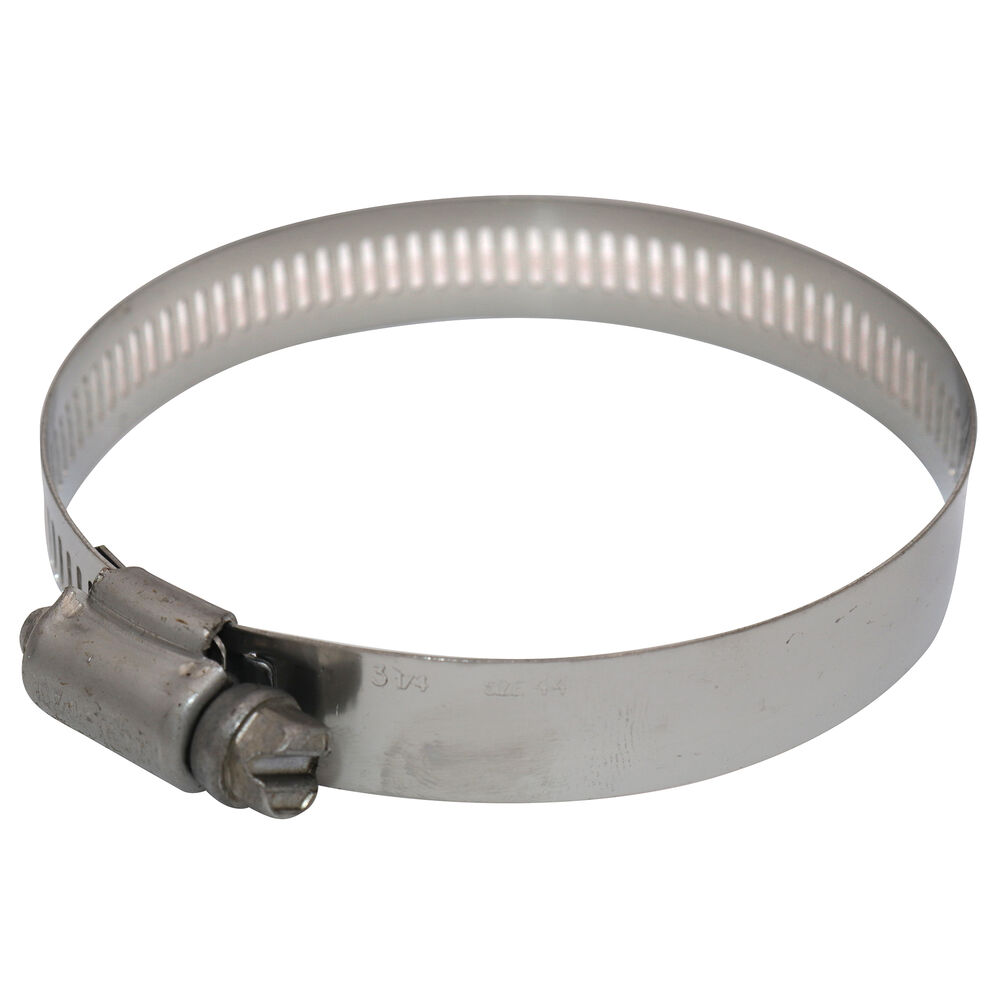 Full size Gear Clamp, 2-1/4 to 3-1/4" Clamp, #44 Trade, Stainless Steel Band, Stainless Steel Bolt