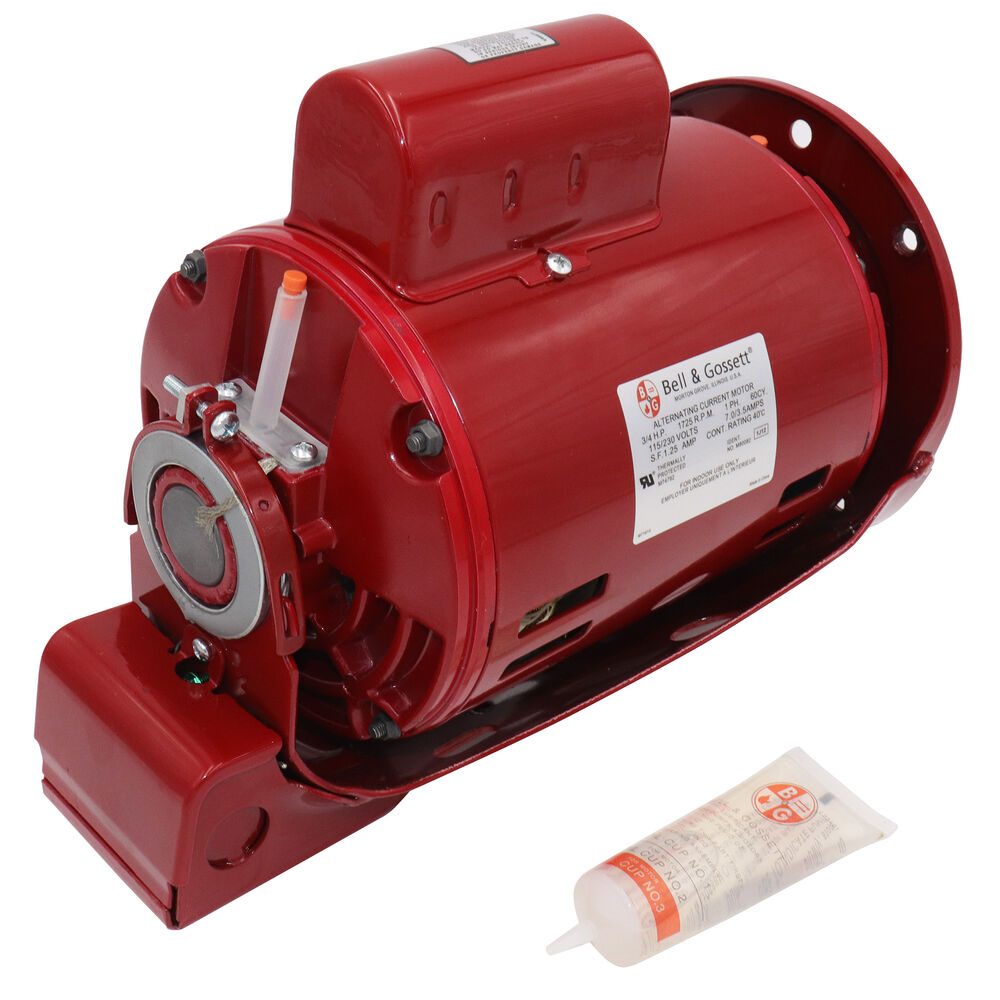 Bell & Gossett 111047 AC Motor, 3/4 hp, 115/230 V, 60 Hz, 1 ph, 1725 rpm, Resilient Base Mount, Open Enclosure