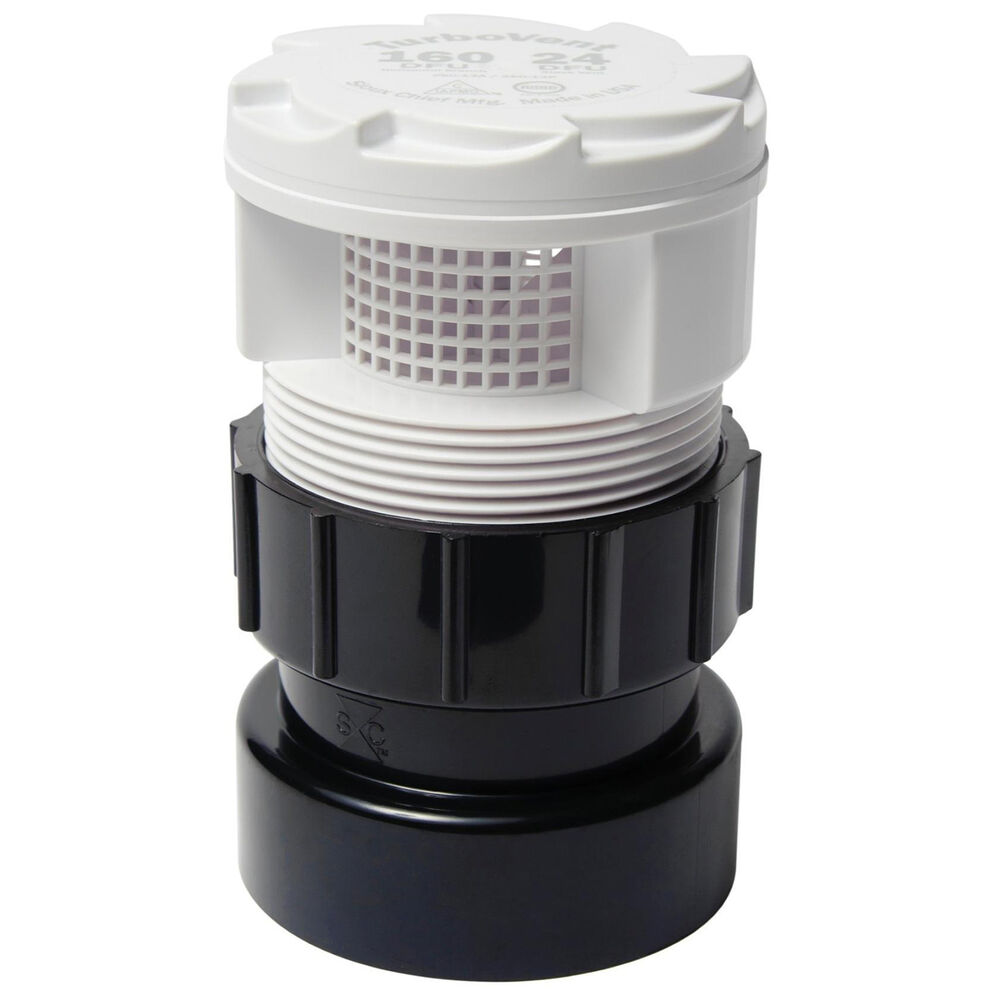 TurboVent™ 250-122AC Air Admittance Valve With Dual Fit Adapter, 1-1/2 to 2 in, Hub, ABS Body, Domestic