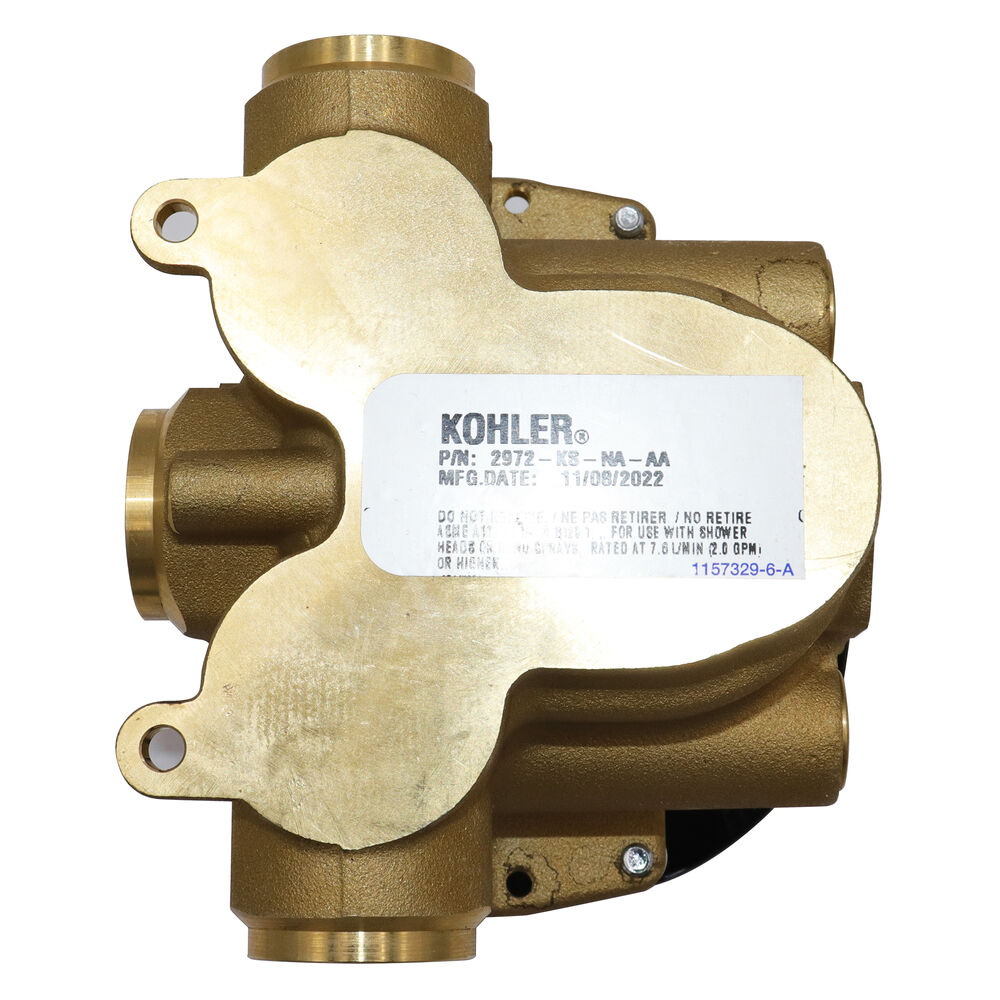 Kohler® 2972-KS-NA MasterShower® Thermostatic Valve, 1/2" FNPT Inletx1/2" FNPT Outlet, 45 psi, 10.9 gpm, Brass Body