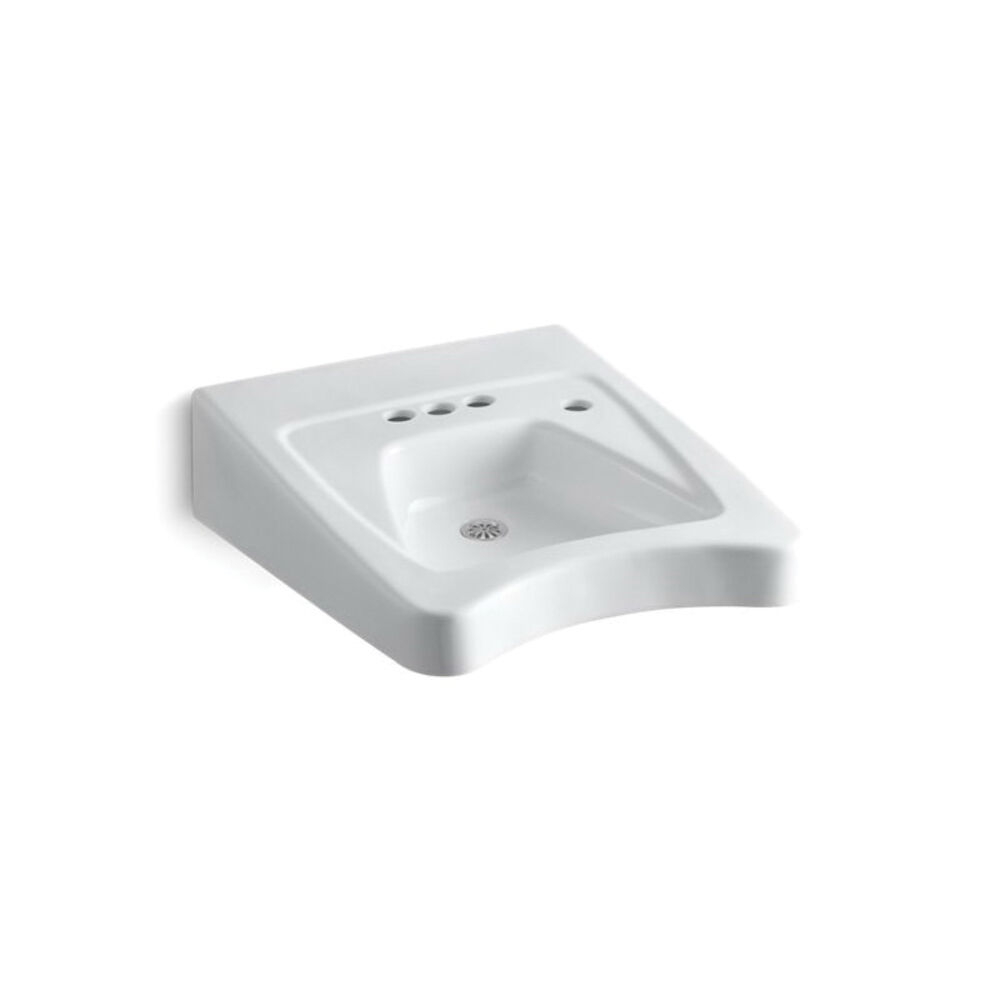 Kohler® 12636-R-0 Morningside™ Wheelchair Users Bathroom Sink With Overflow, Rectangular, Wall Mount, Vitreous China, White
