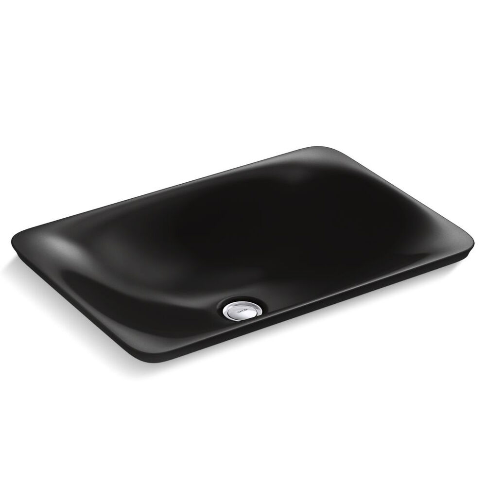 K7799-7 Carillon® 21-1/4" Rectangular Drop-In Bathroom Sink, No Overflow, Black Black