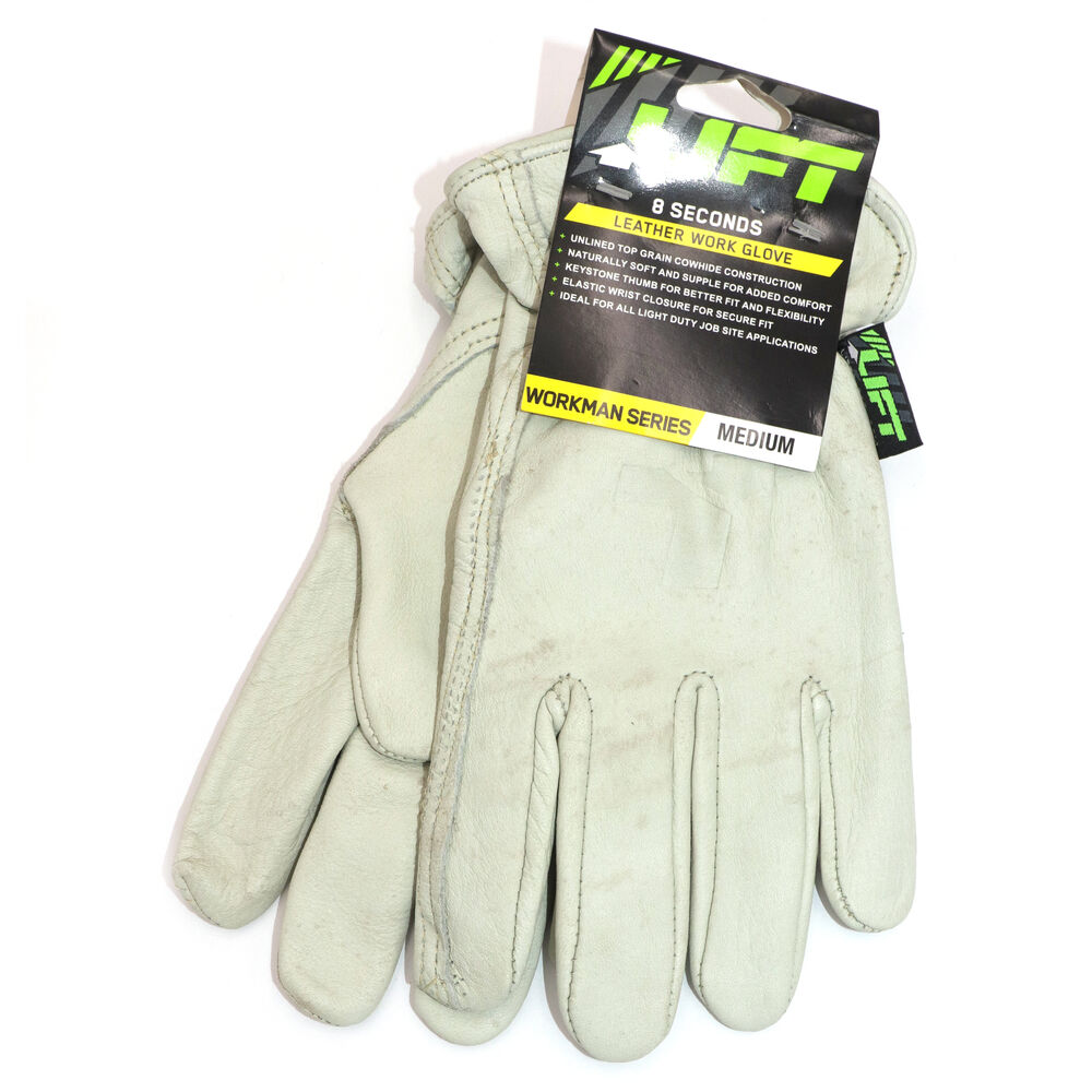 G8S-6SM 8 Sec General Purpose Gloves, Driver's, M, Leather, White, Elastic Cuff, Unlined Lining, Keystone Thumb